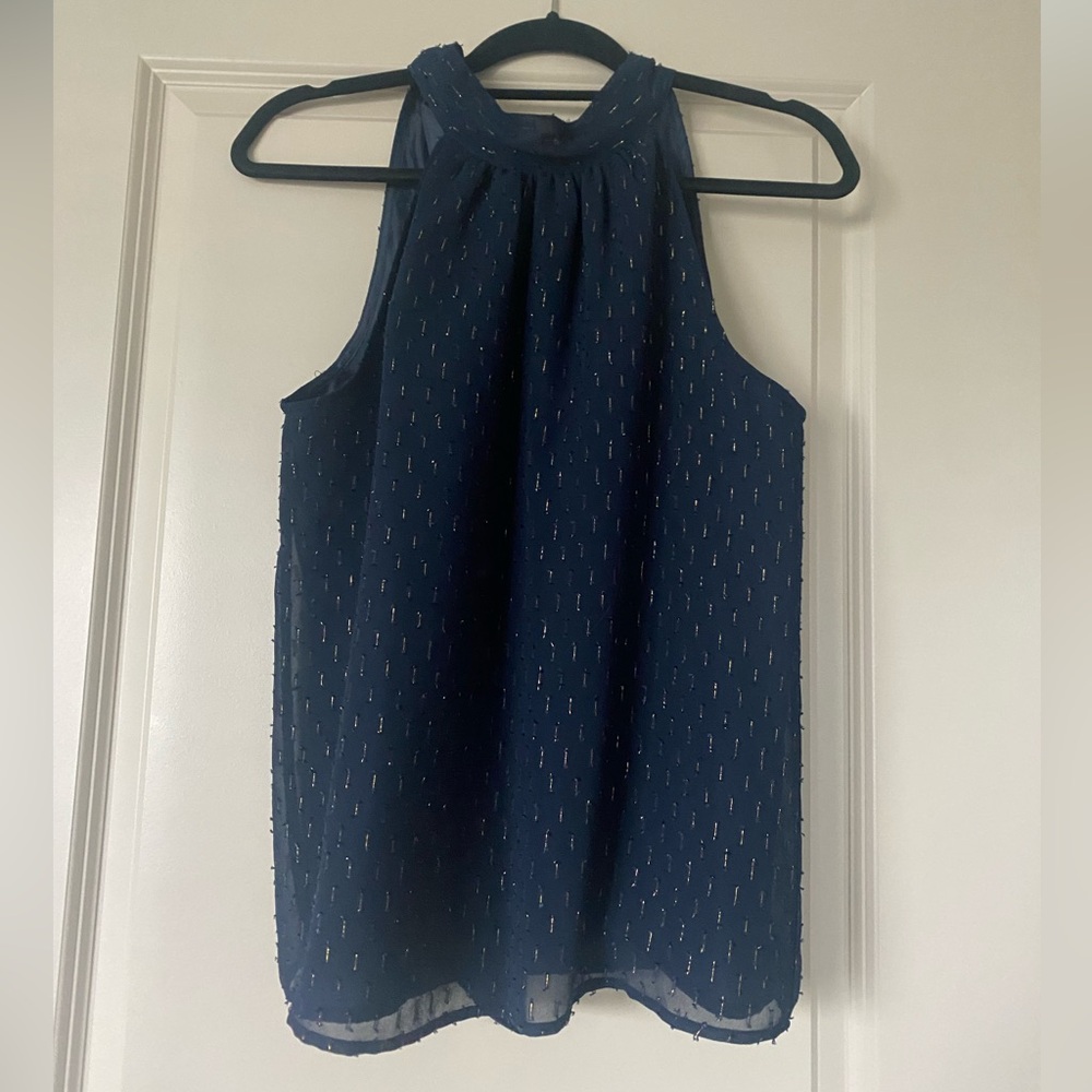 J. Crew Factory metallic clip high neck halter top